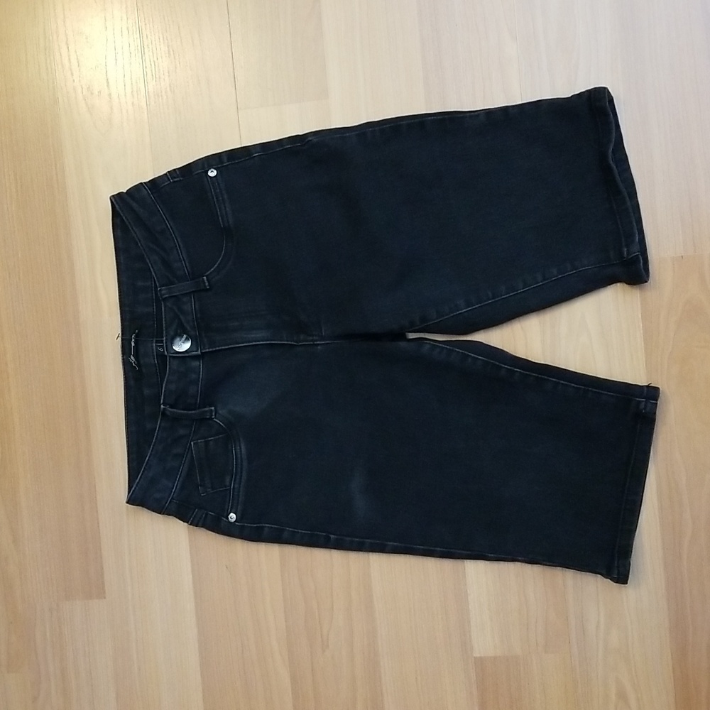 A3 Denim Black Stretch Denim Bermuda Shorts